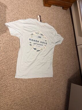 Honey Hole Outdoors Graphic T Shirt Men’s XL Blue Fishing Camping Tee
